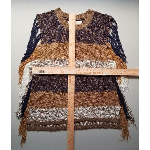 MISS ME V LADIES MULTICOLOR  MIXED KNIT BOHO SWEATER TANK  TOP SIZE L #702 - Picture 5 of 8